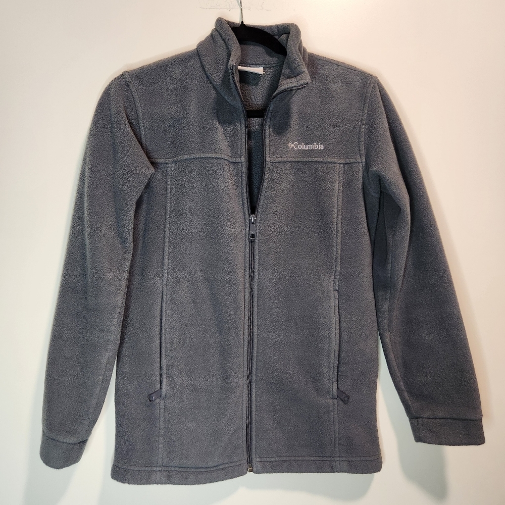 Columbia Women's Large Dark Gray Fleece Jacket Zipper Pockets Full Zip